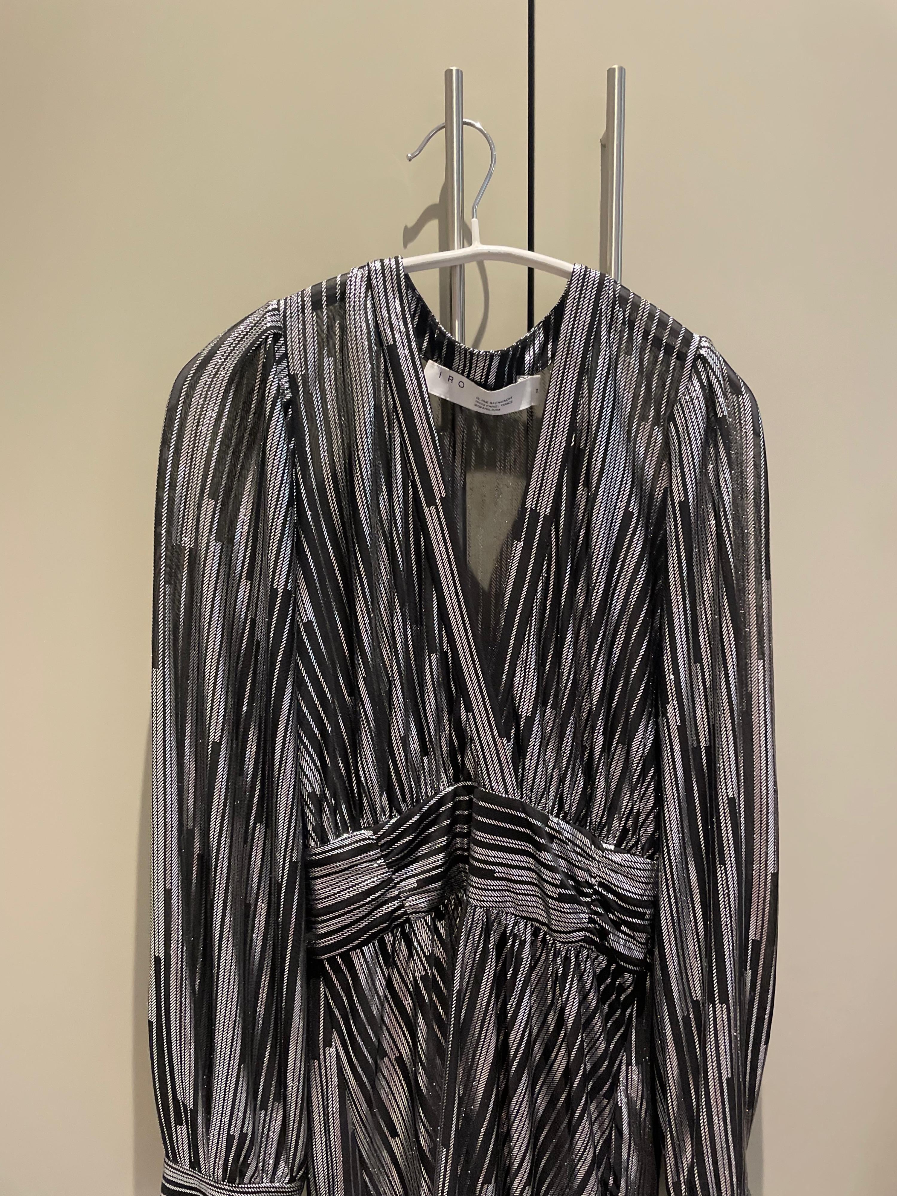 black & silver wrap front dress