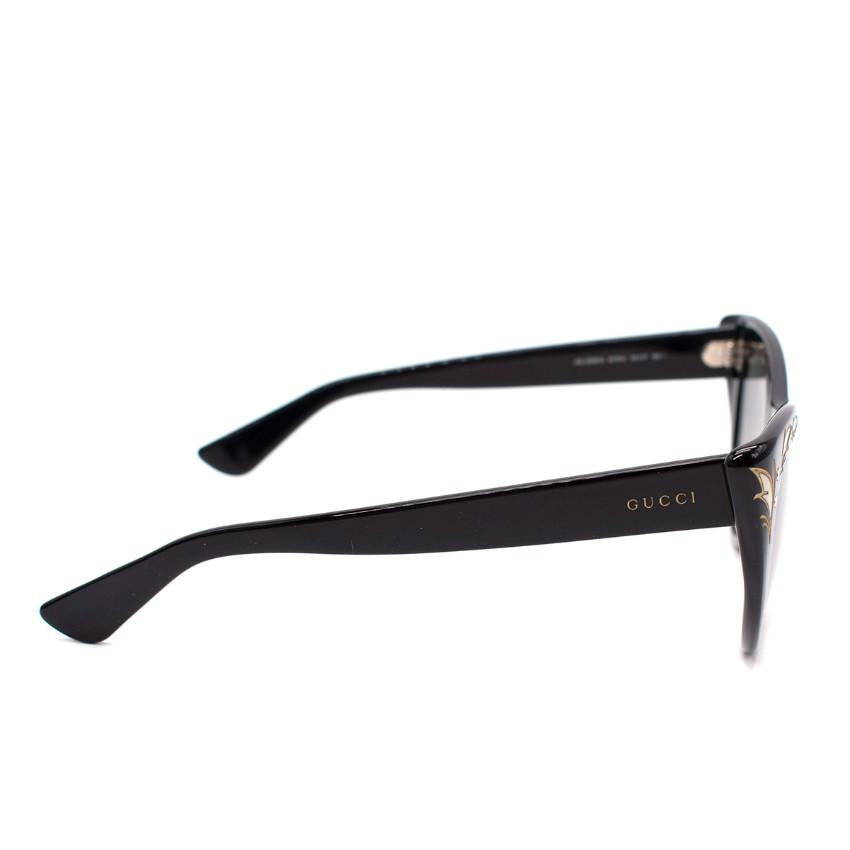 Gucci Black Cat Eye Mother of Pearl Embellished Sunglasses