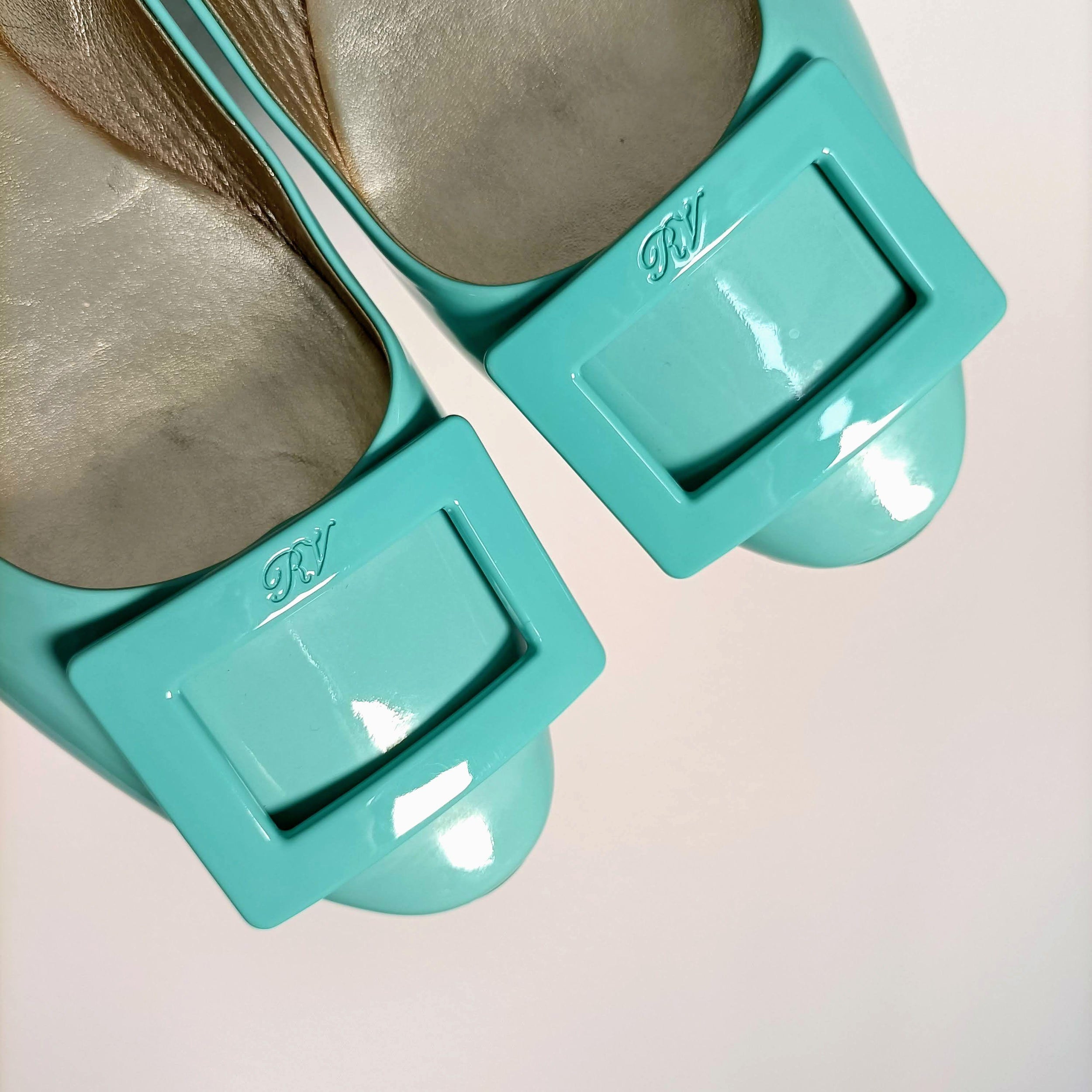 Turquoise Patent Ballerinas