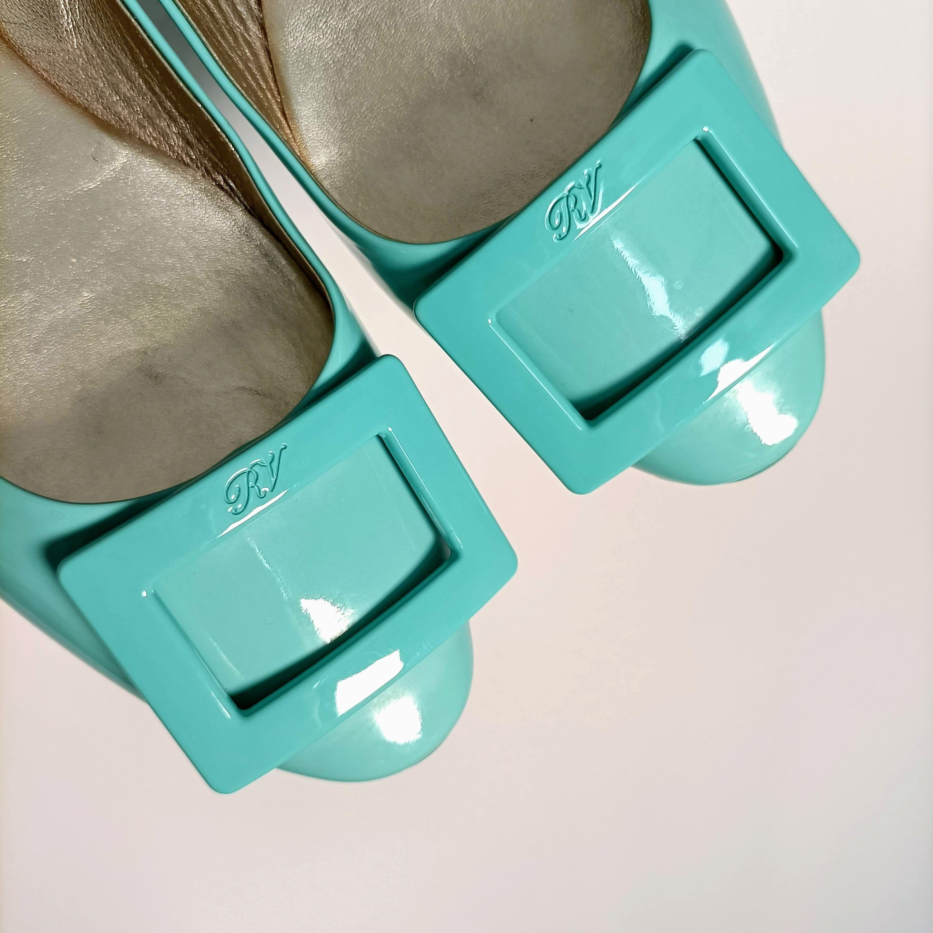 Turquoise Patent Ballerinas
