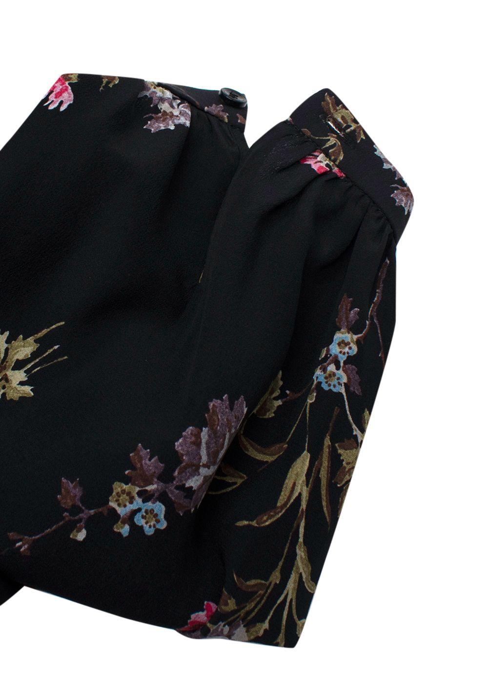 Celine Black Floral Print Silk MaixDress