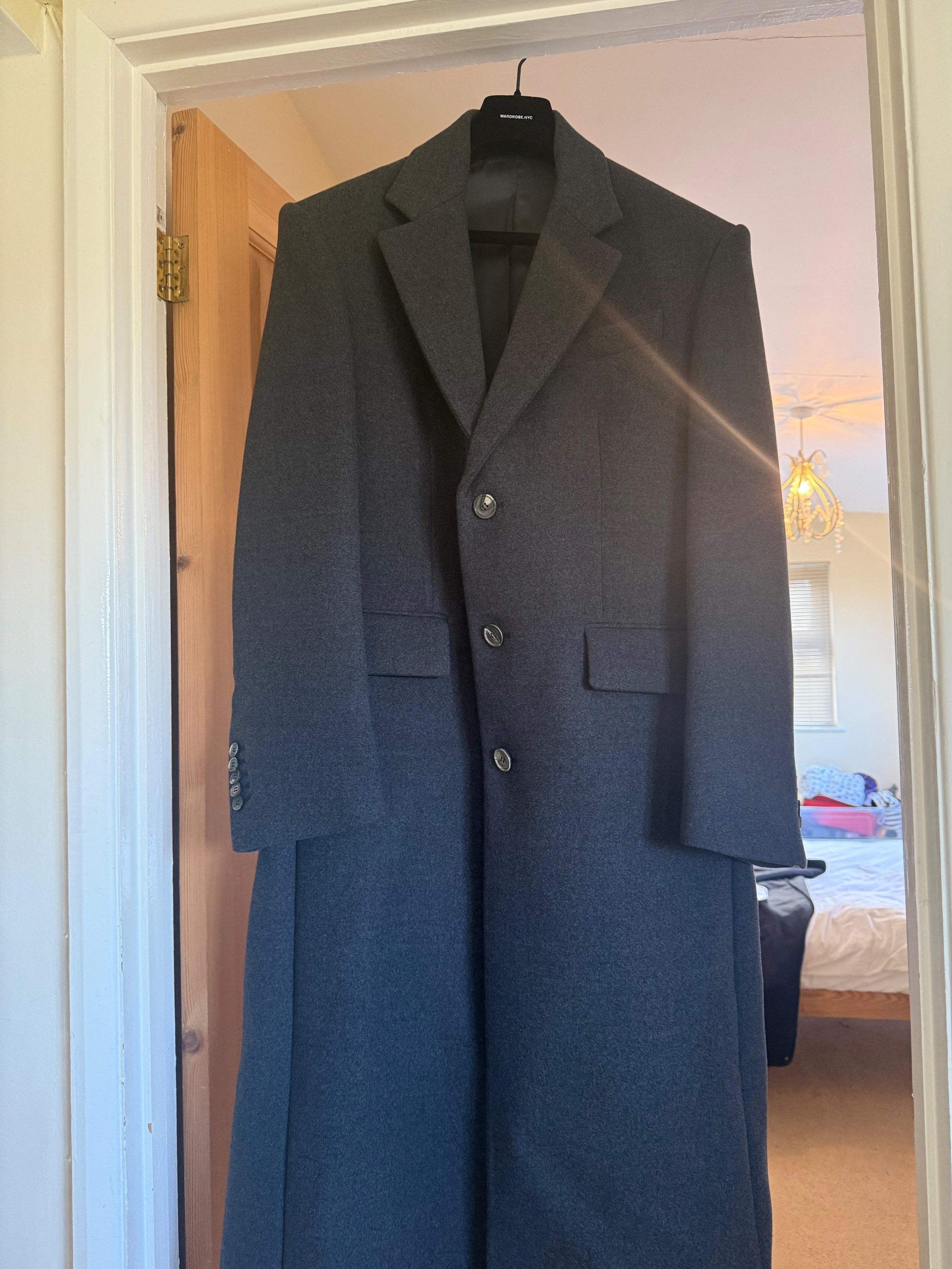 Wardrobe NYC Single Breasted Charcola Grey Coat