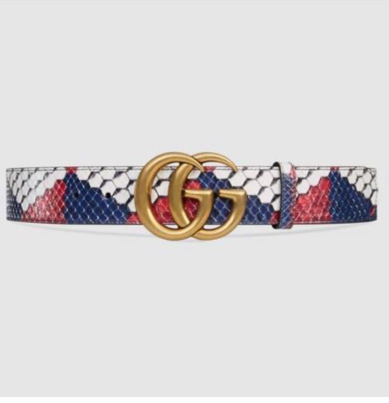 Gucci Python Belt with Double GG Buckle