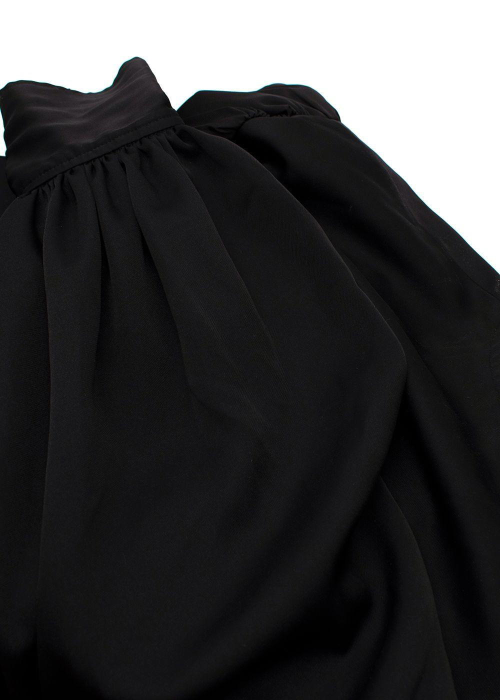 Ganni Black V Neck Ruched Blouse