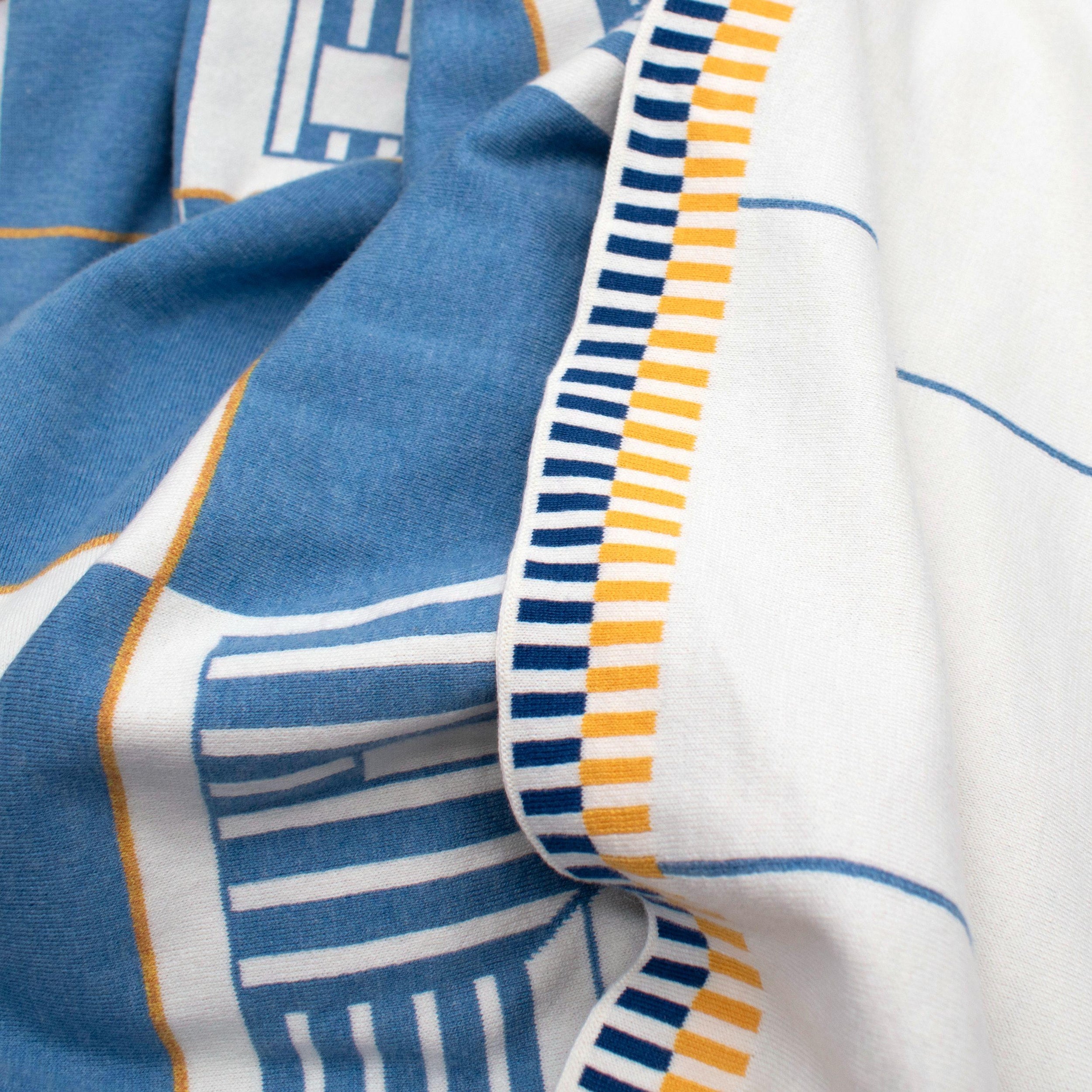 Hermès Bleu Denim Les Cabanes Blanket