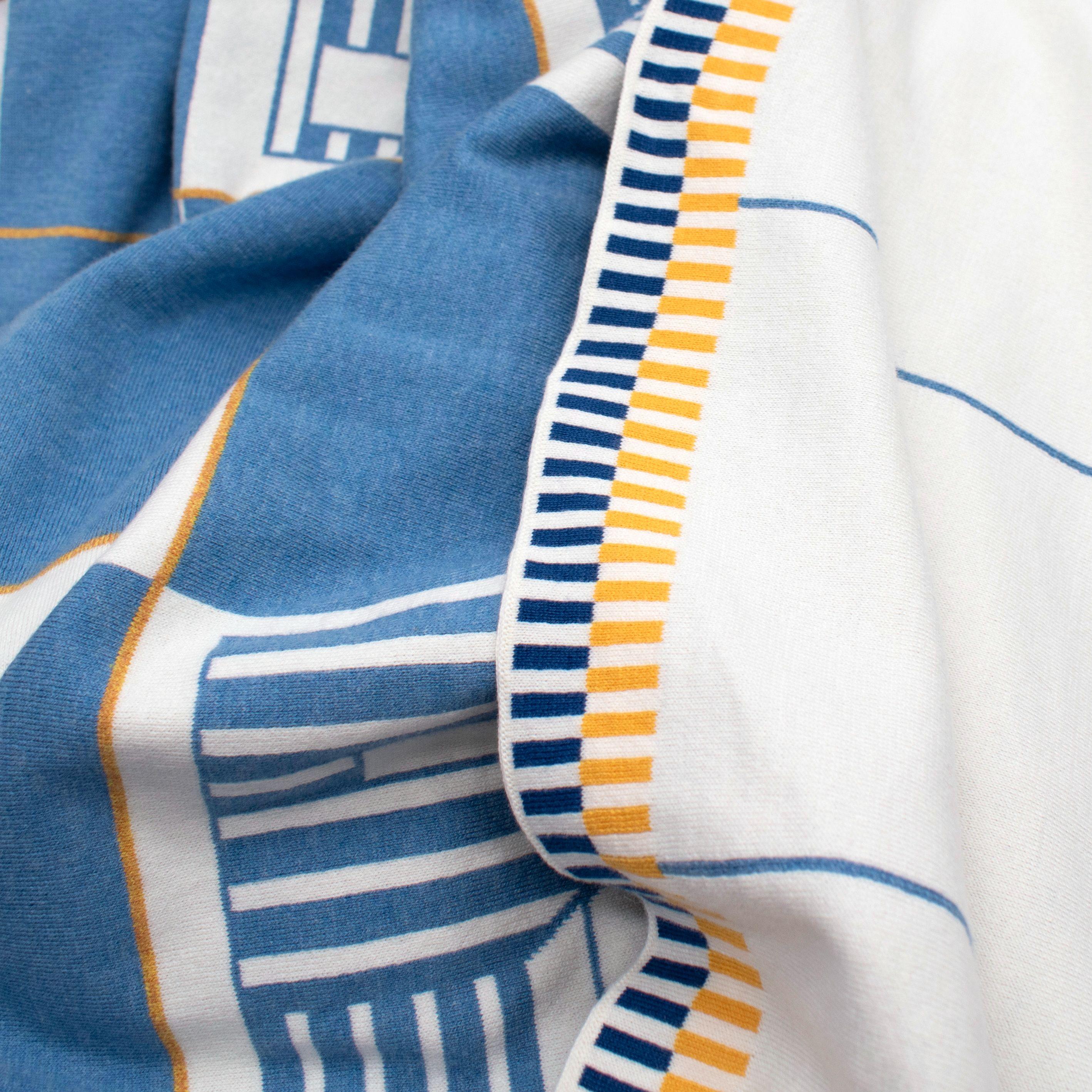 Hermès Bleu Denim Les Cabanes Blanket