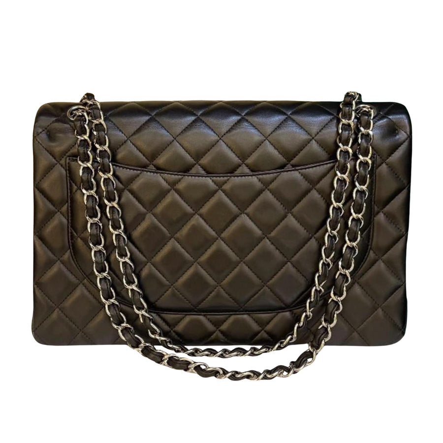 Black Lambskin Maxi Double Flap