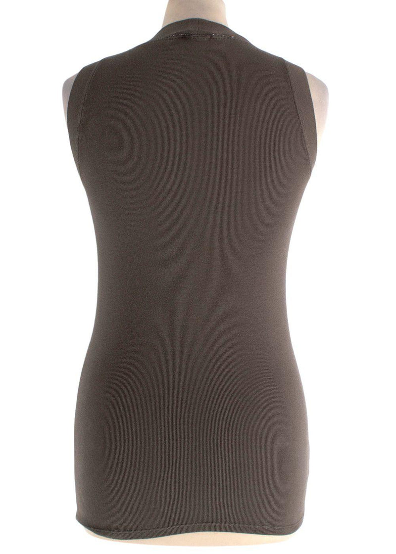 Brunello Cucinelli Soft Ribbed V Neck Tank Top