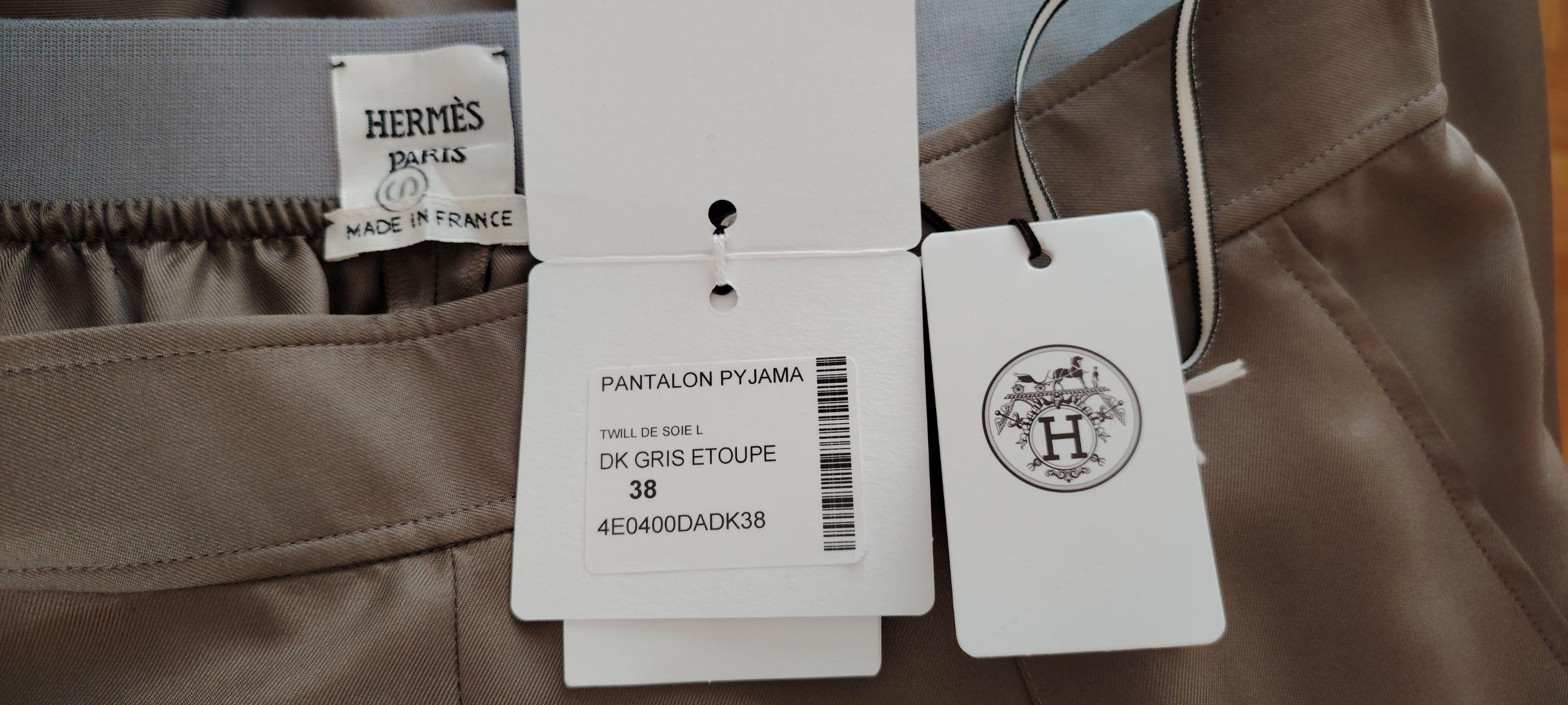 Hermes Grey Silk Pyjama Pants