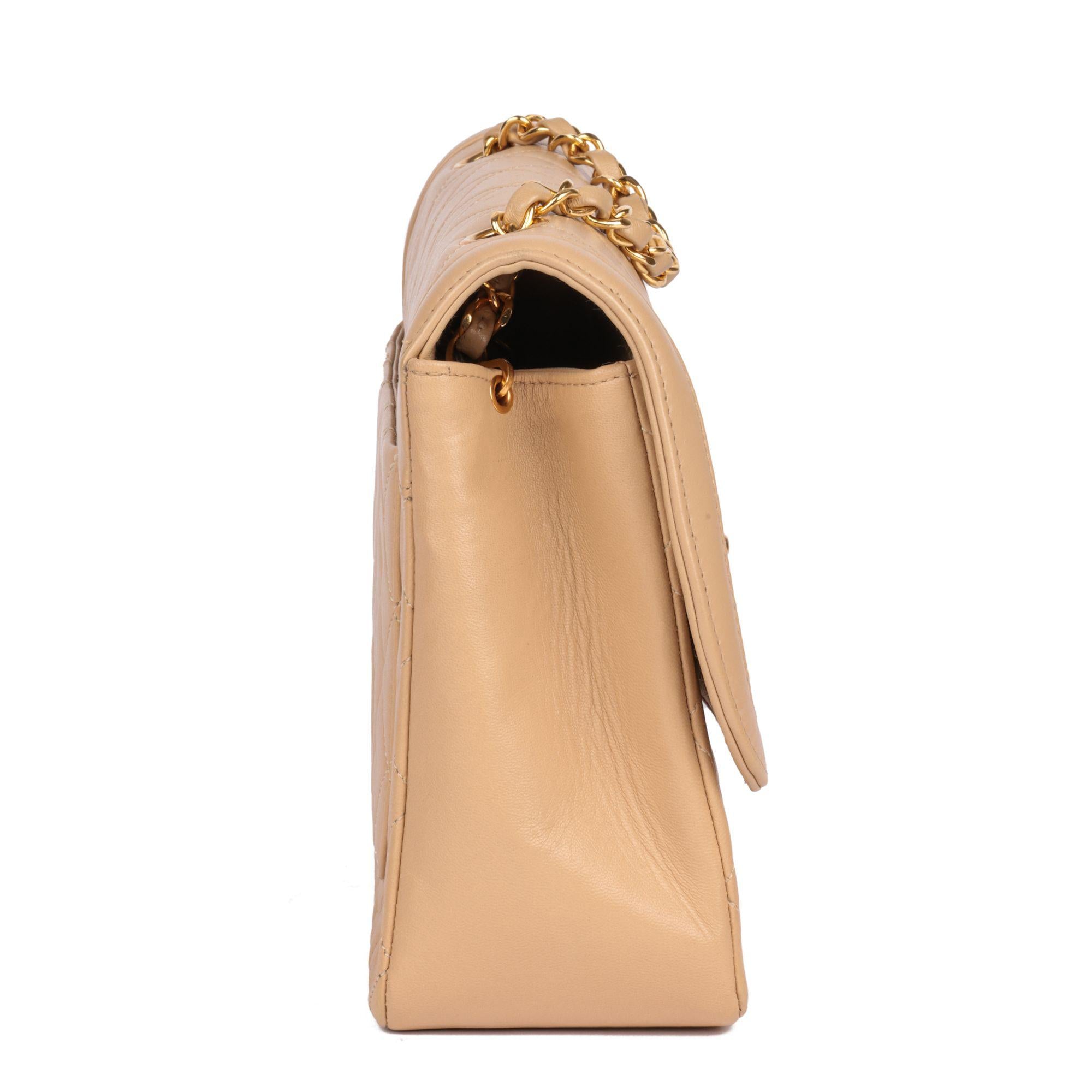 Beige Vintage Quilted Leather Flap Bag & Waller