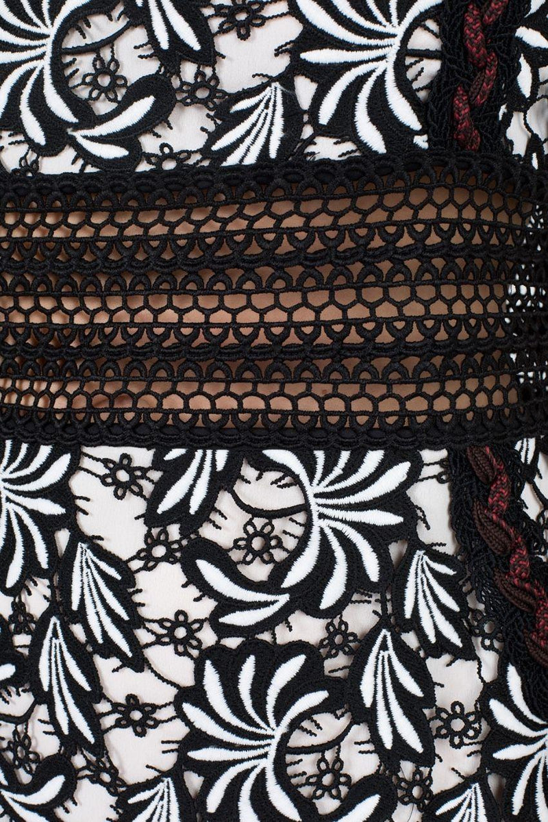 Self Portrait Black & White Floral Embroidered Dress