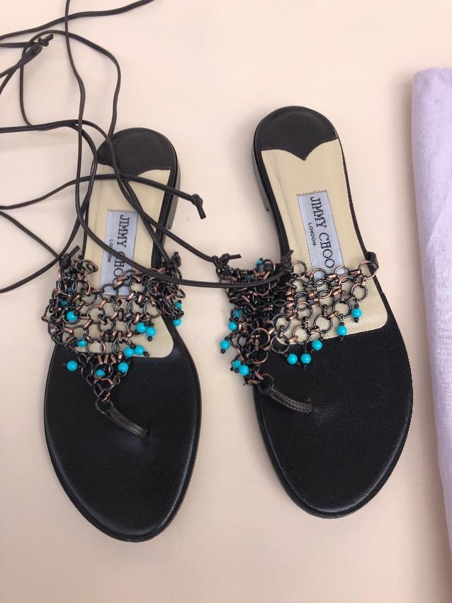 Jimmy Choo beaded mesh lace-up sandals