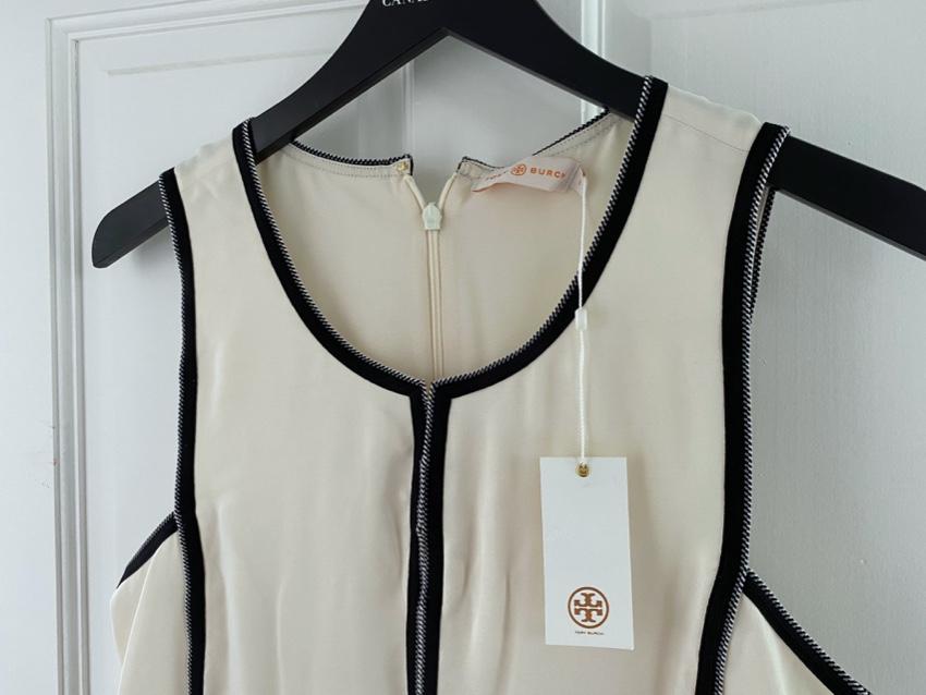 Tory Burch Cream Contrast Trim Sleeveless Top