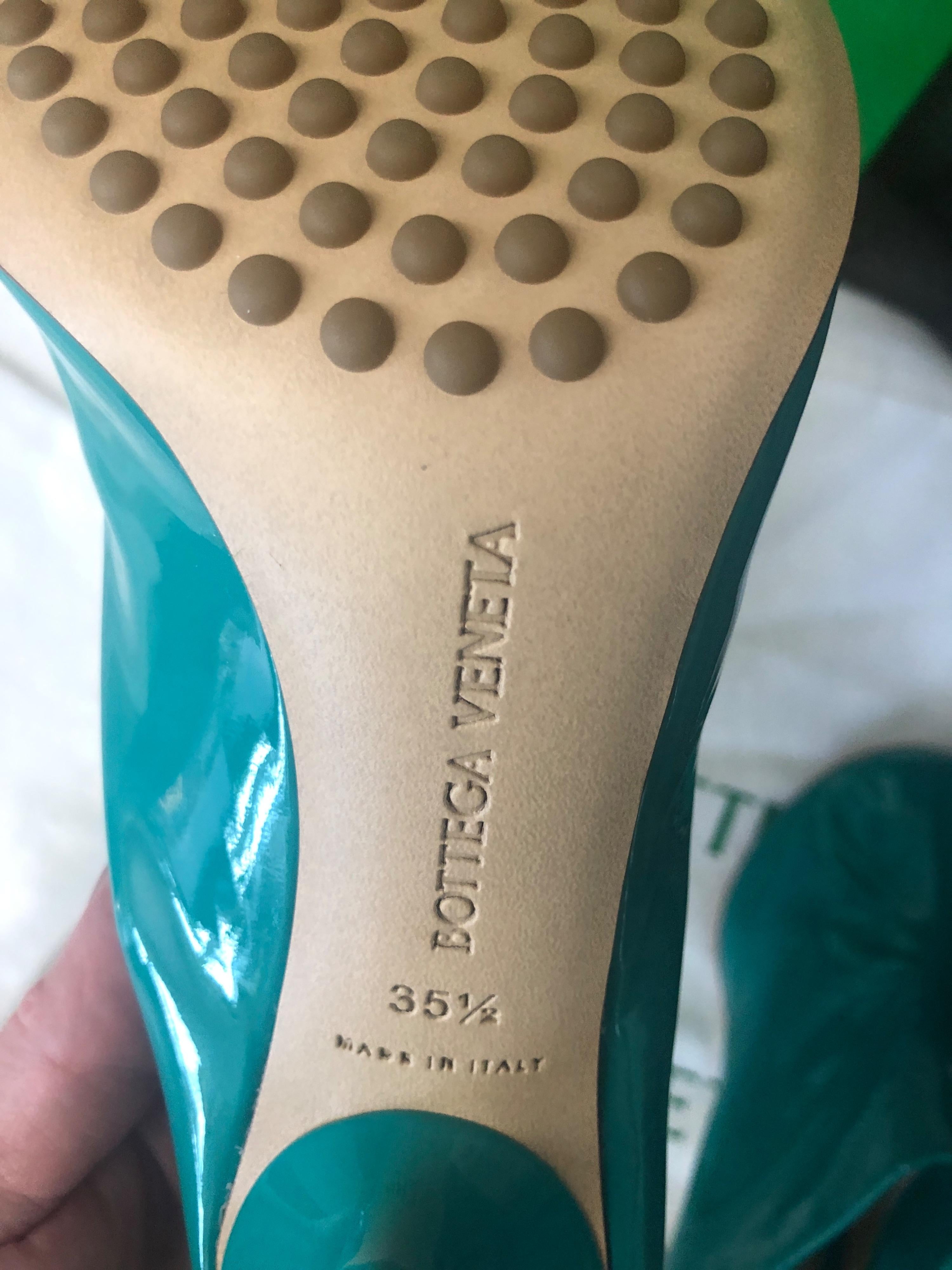 Bottega Veneta Teal Patent Leather Dot Mules