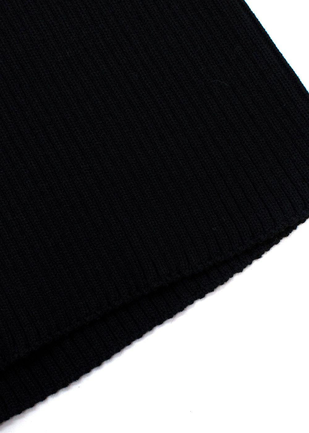 Open Back Black Ribbed Merino Wool Jumper Dress