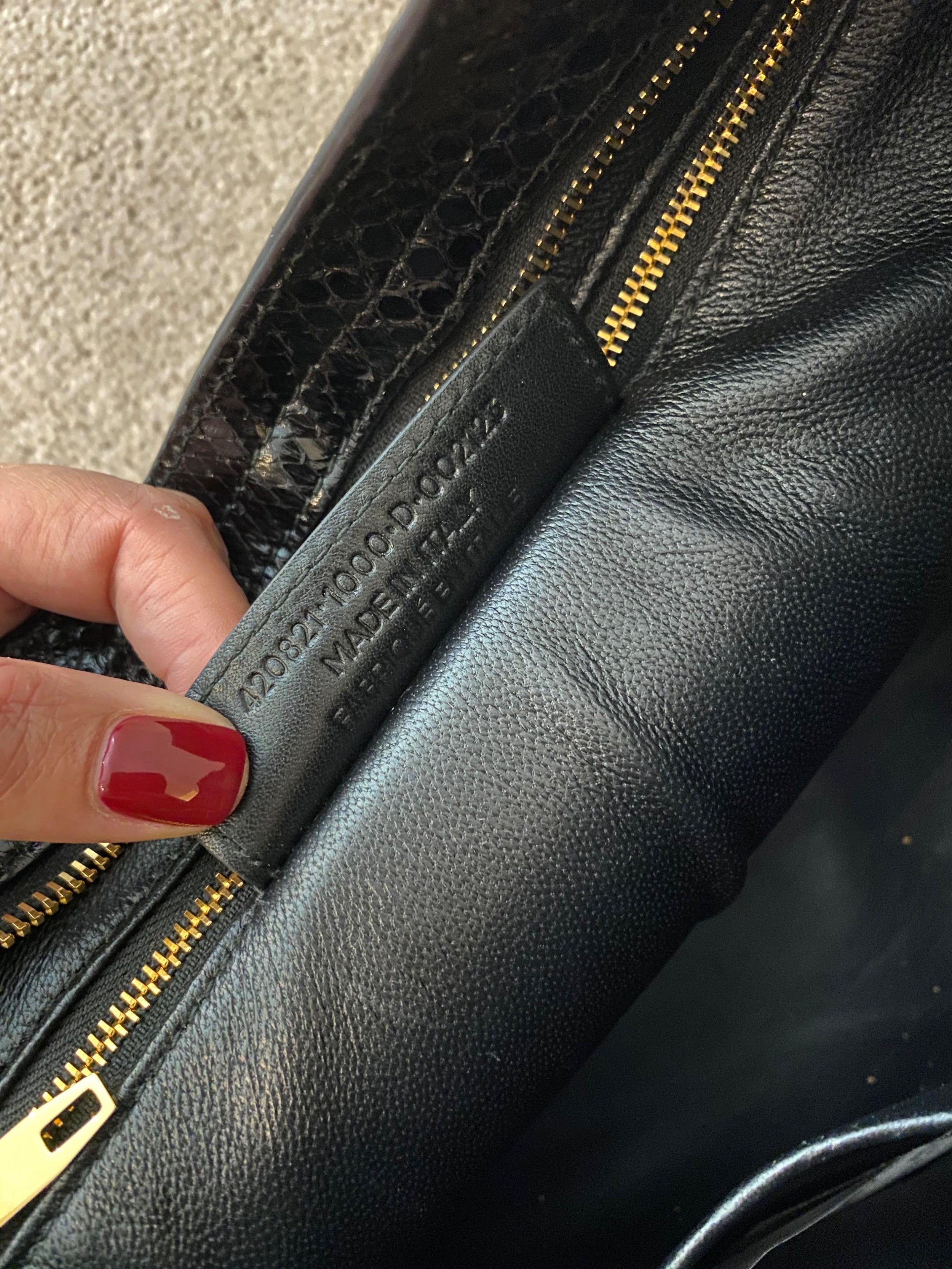 Black Snake Embossed City Bag
