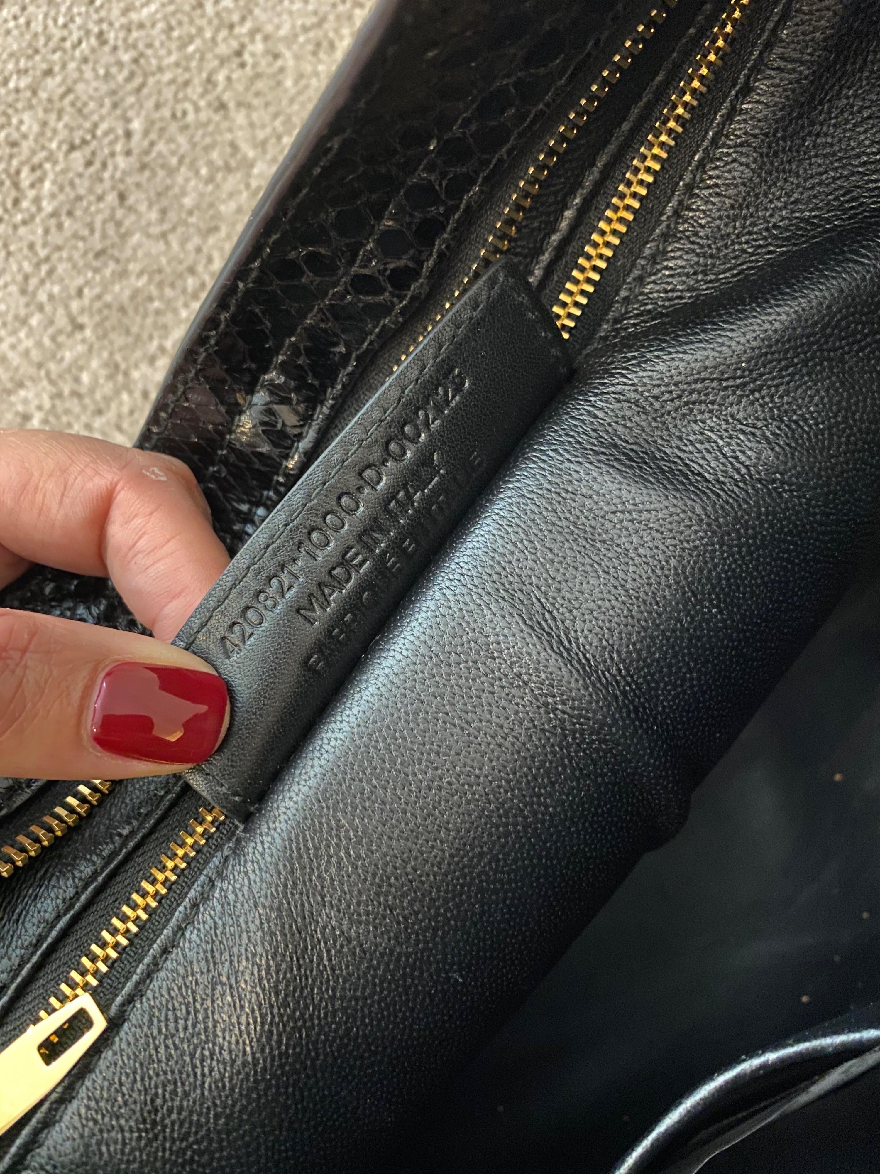 Black Snake Embossed City Bag
