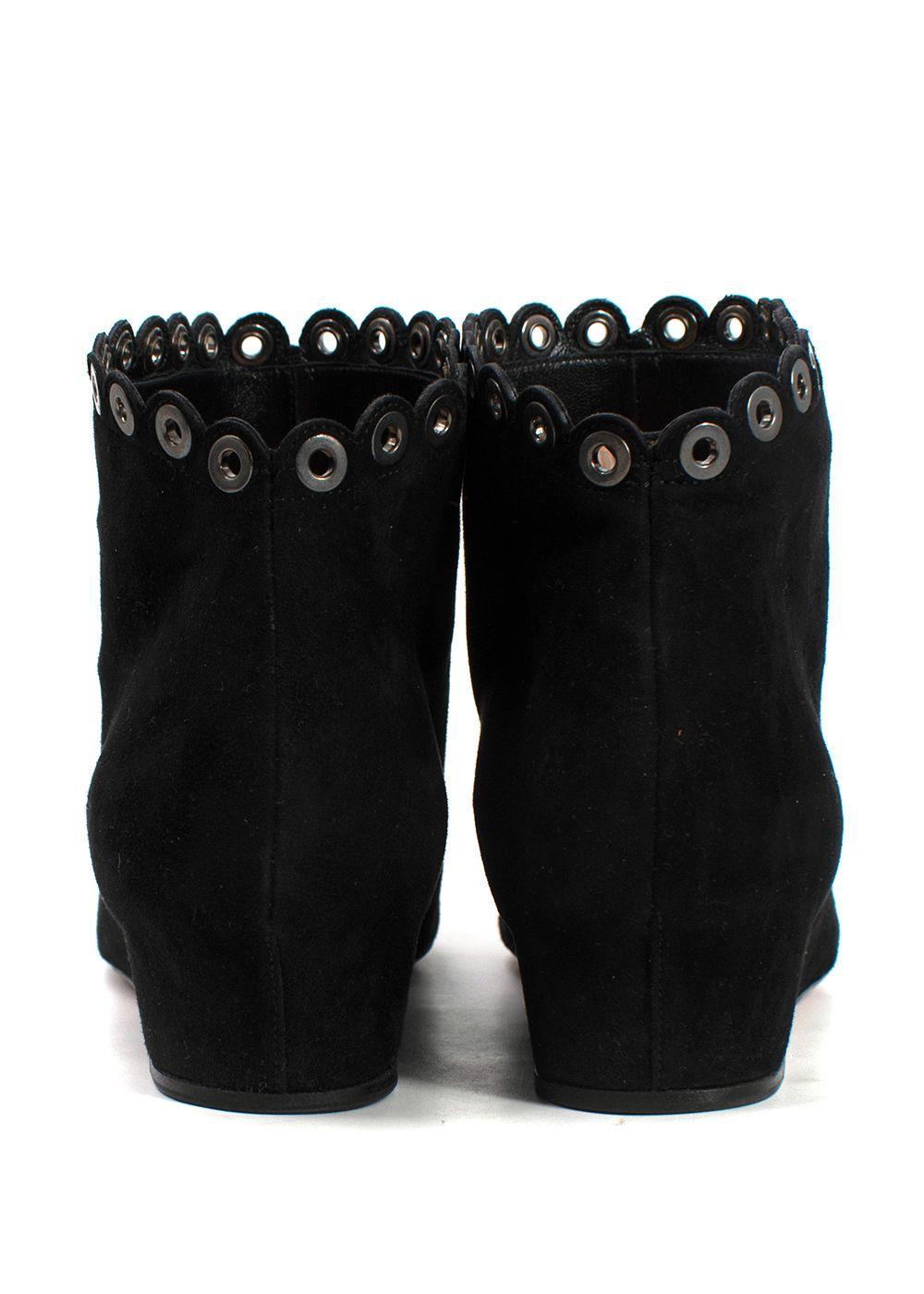 Alaia Black Suede Concealed Wedge Ankle Boots