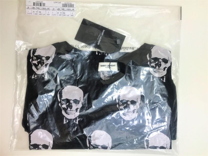 Saint Laurent Black & White Skull Print T-Shirt