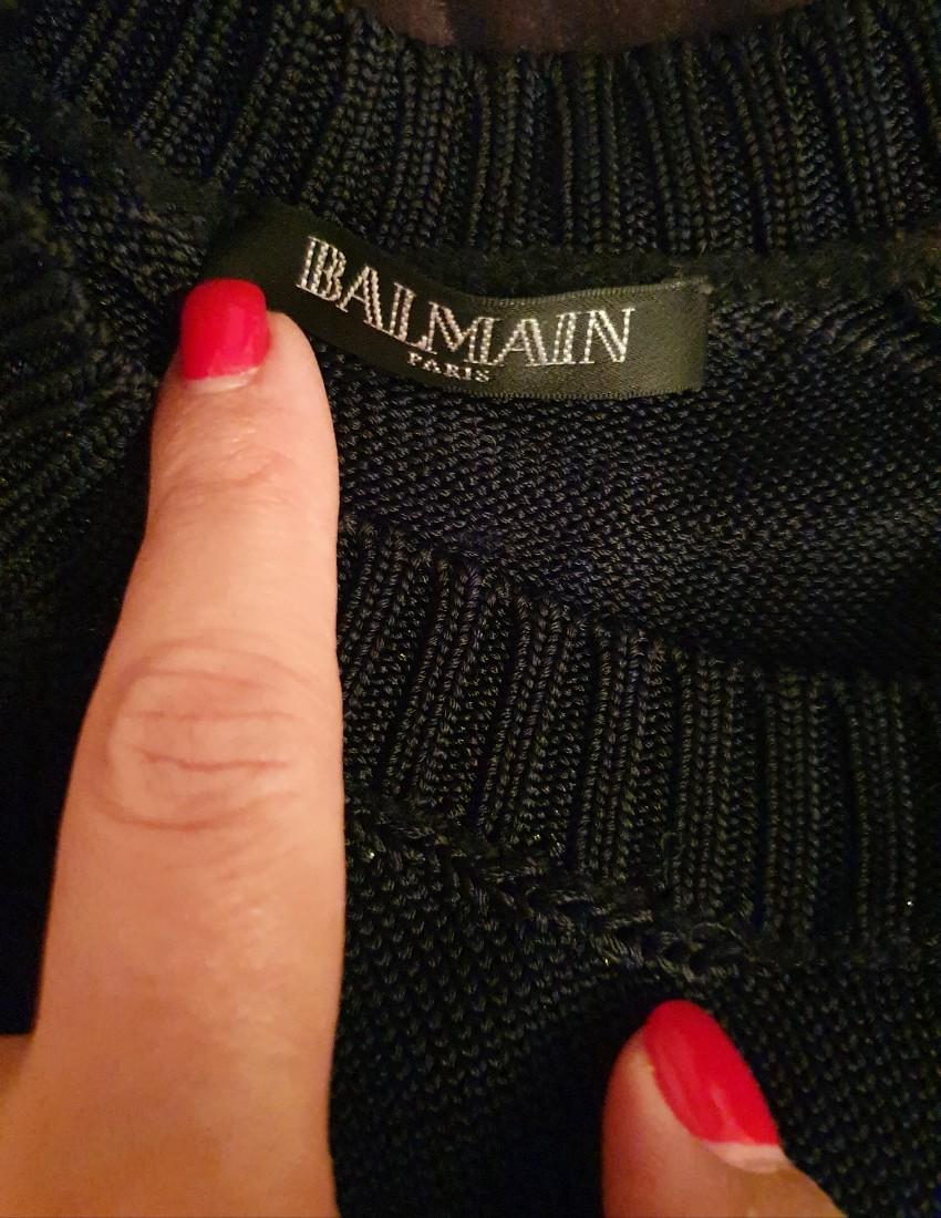 Balmain black Knit Button Embellished Jumper