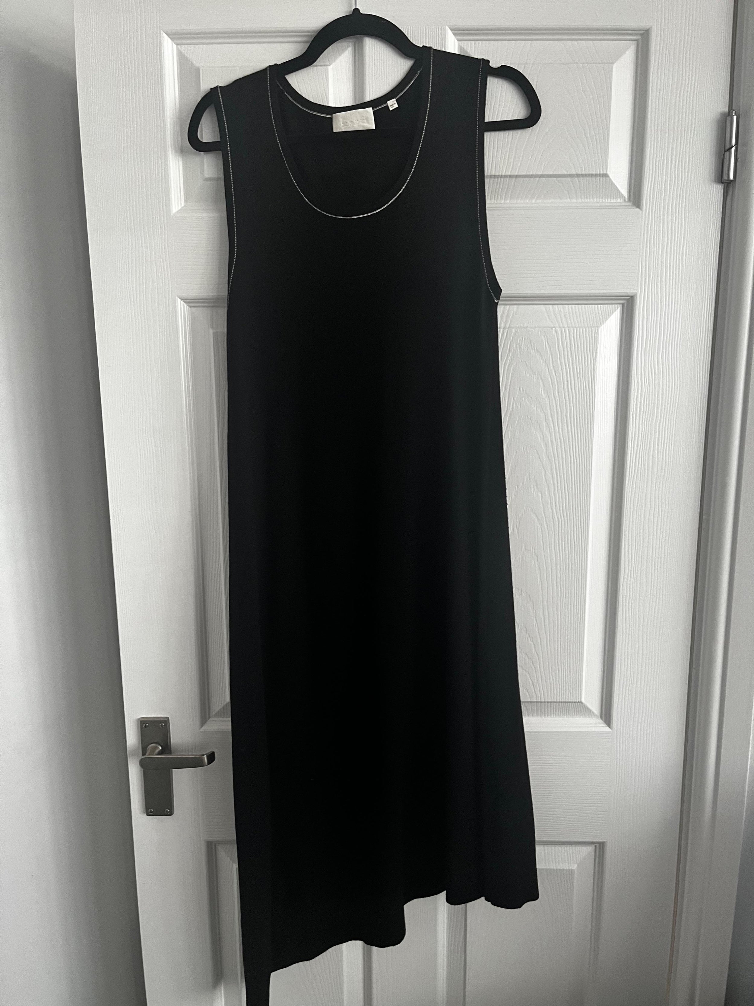 Black Merino Wool Asymmetric Dress