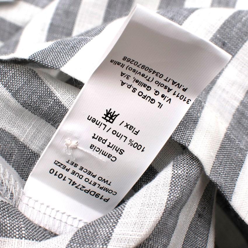 Il Gufo Grey Striped Linen Short Sleeved Shirt