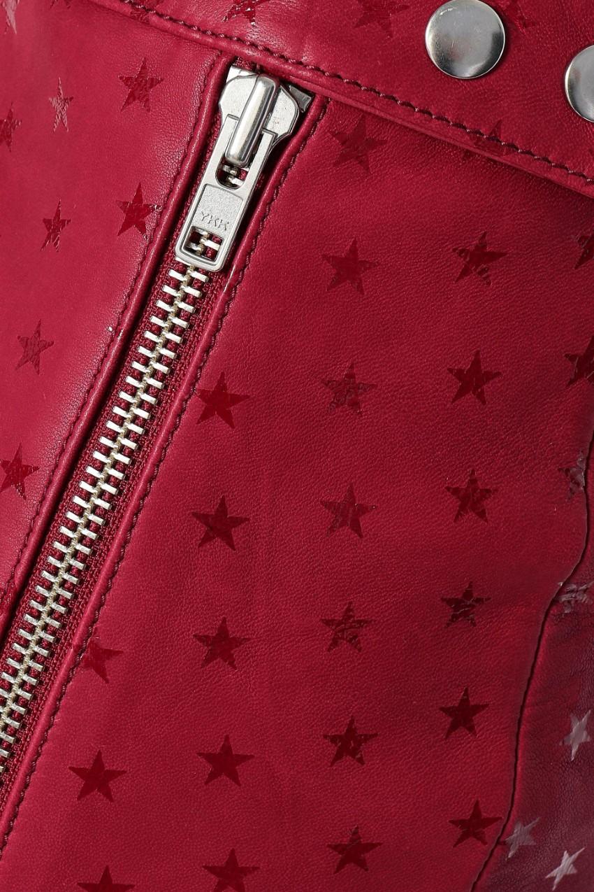 Zoe Karssen Red Star Embossed Goatskin Mini Skirt