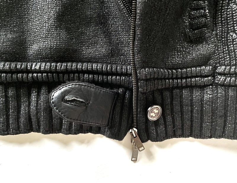 Gucci Black Metallic Knitted Biker Gilet