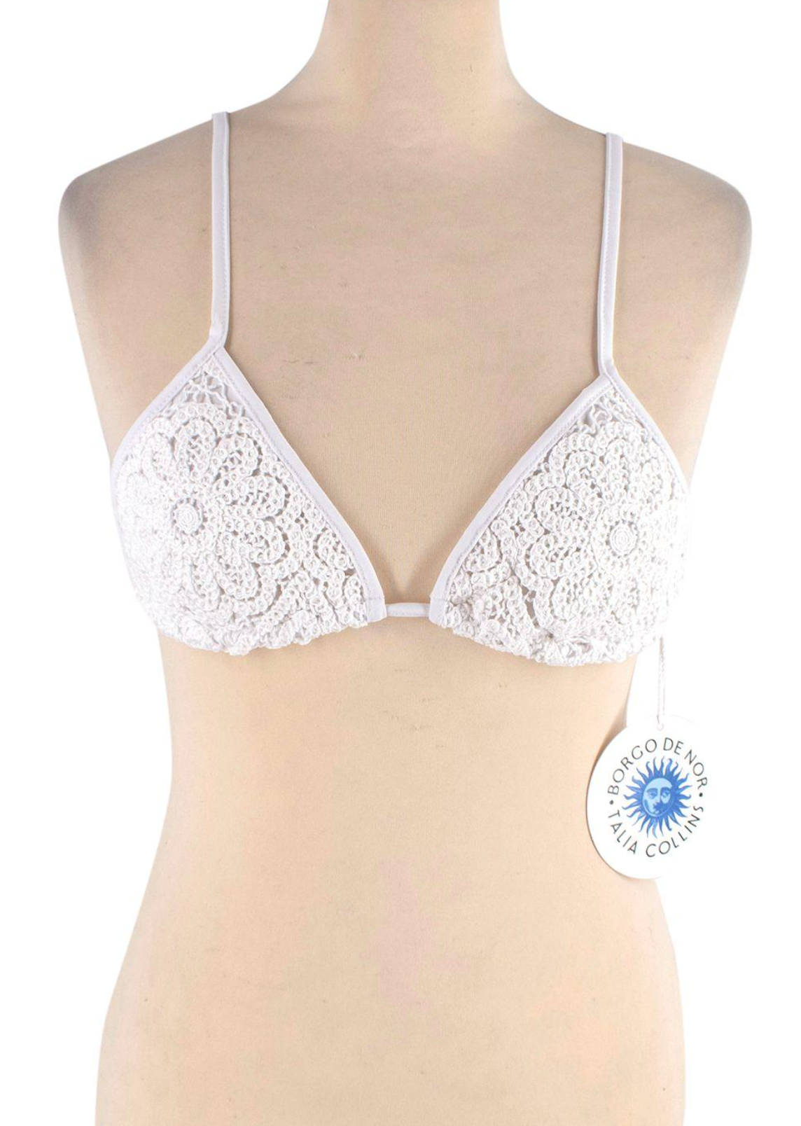 Borgo De Nor x Talia Collins White Crochet Divona Tie Bikini