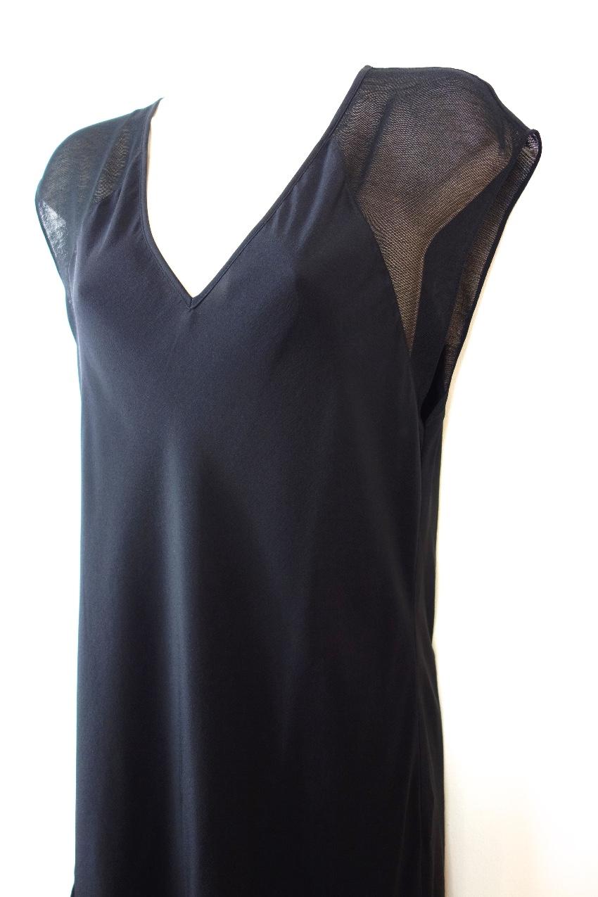 T by Alexander Wang Silk Dress with Sheer Mesh Inserts
