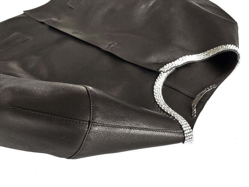 black leather cropped jacket