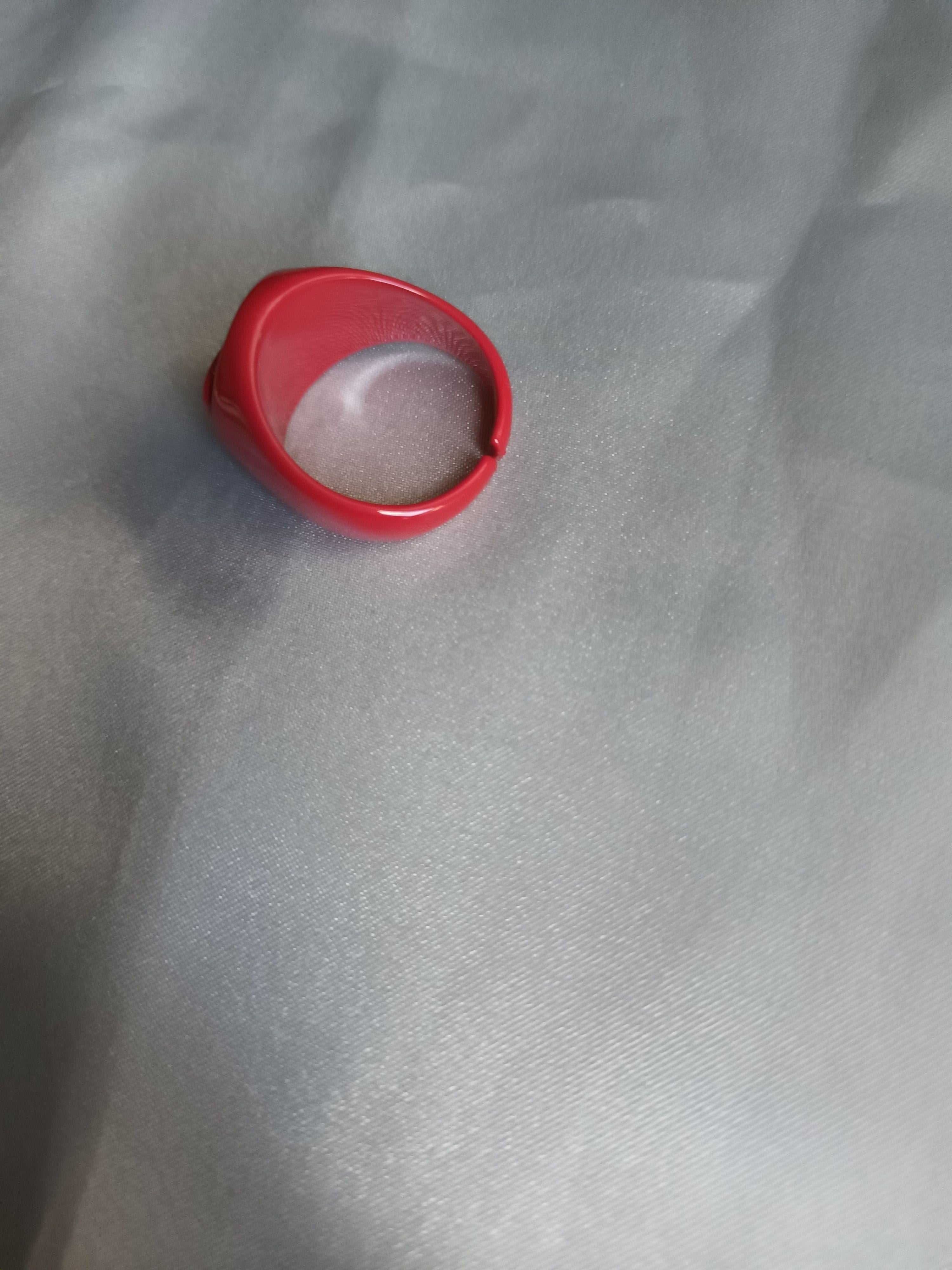 Valentino  Red Signet Ring Size R