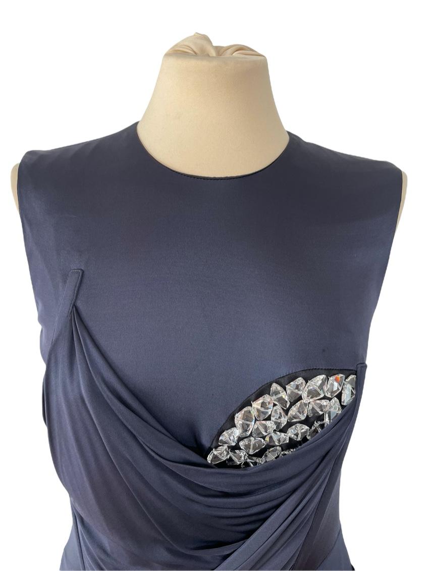 Marios Schwaab Navy Crystal Embellished Mini Dress