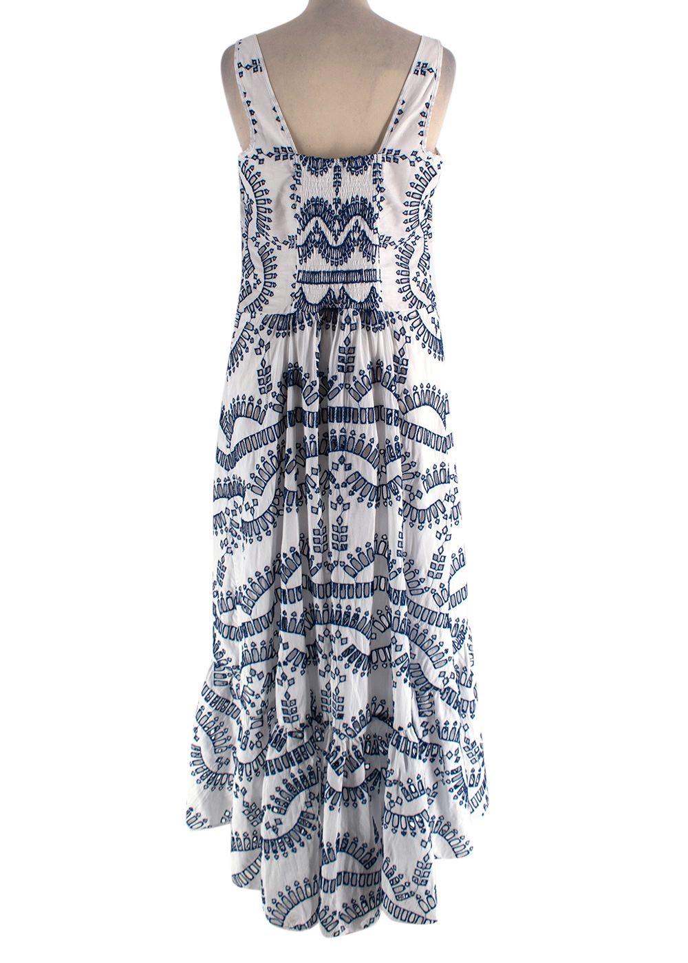 Charo Ruiz Nissy Blue and White Midi Dress