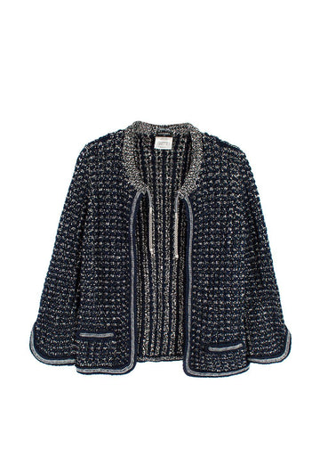 Chanel Navy Cotton Blend Knitted Cardigan