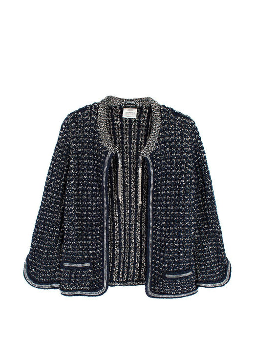 Chanel Navy Cotton Blend Knitted Cardigan