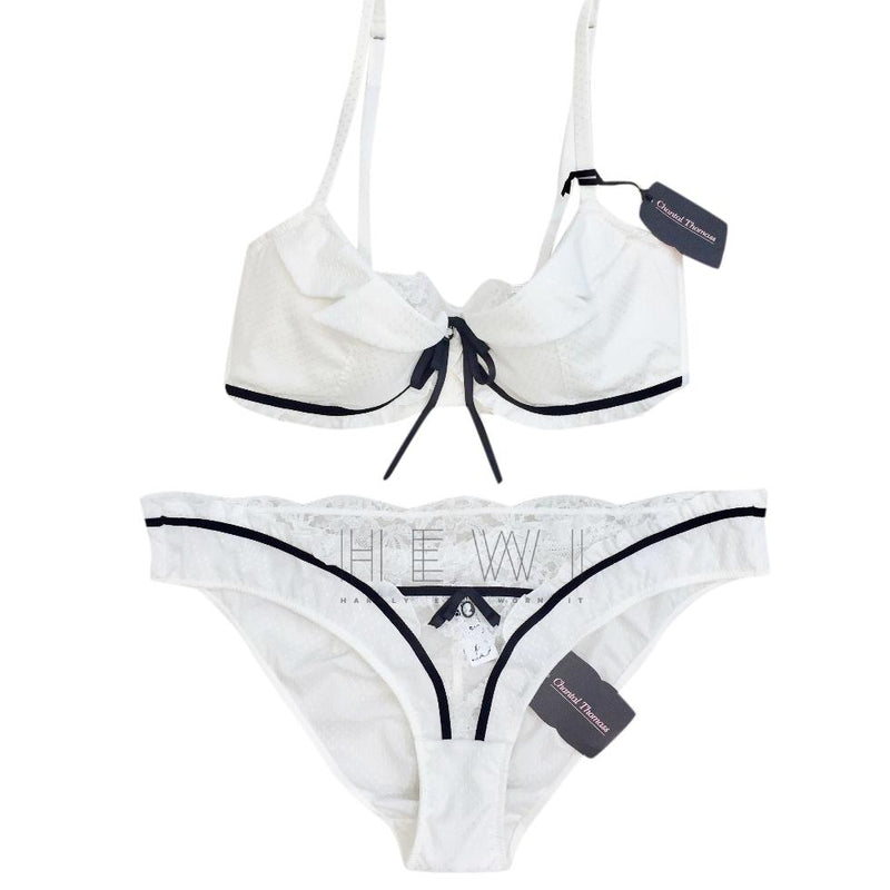 Chantal Thomass Ivory Leavers Lace Cameo Pad Bra & Brief Set