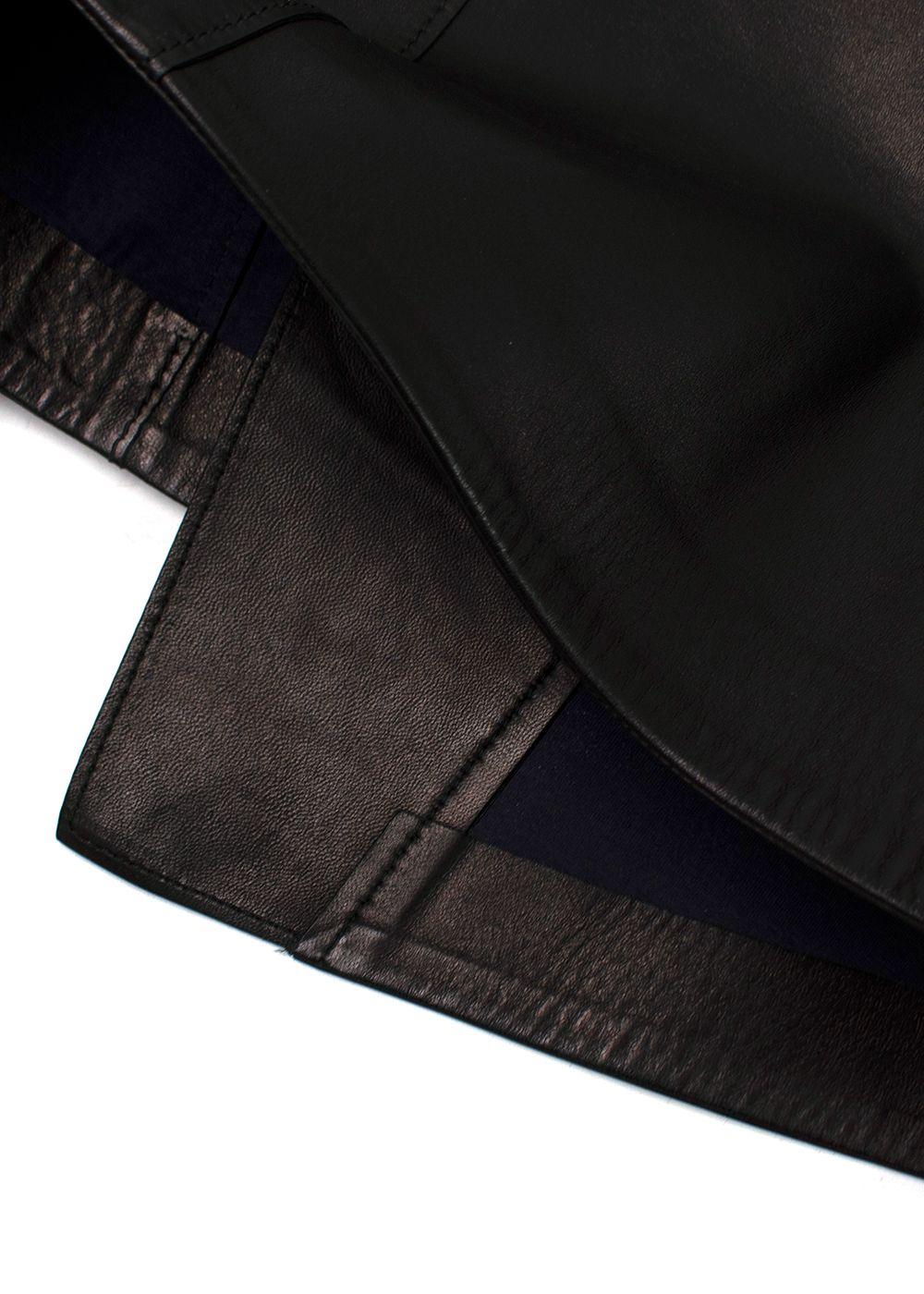 Alexander McQueen Black Leather Ruffled Sleeve Jacket