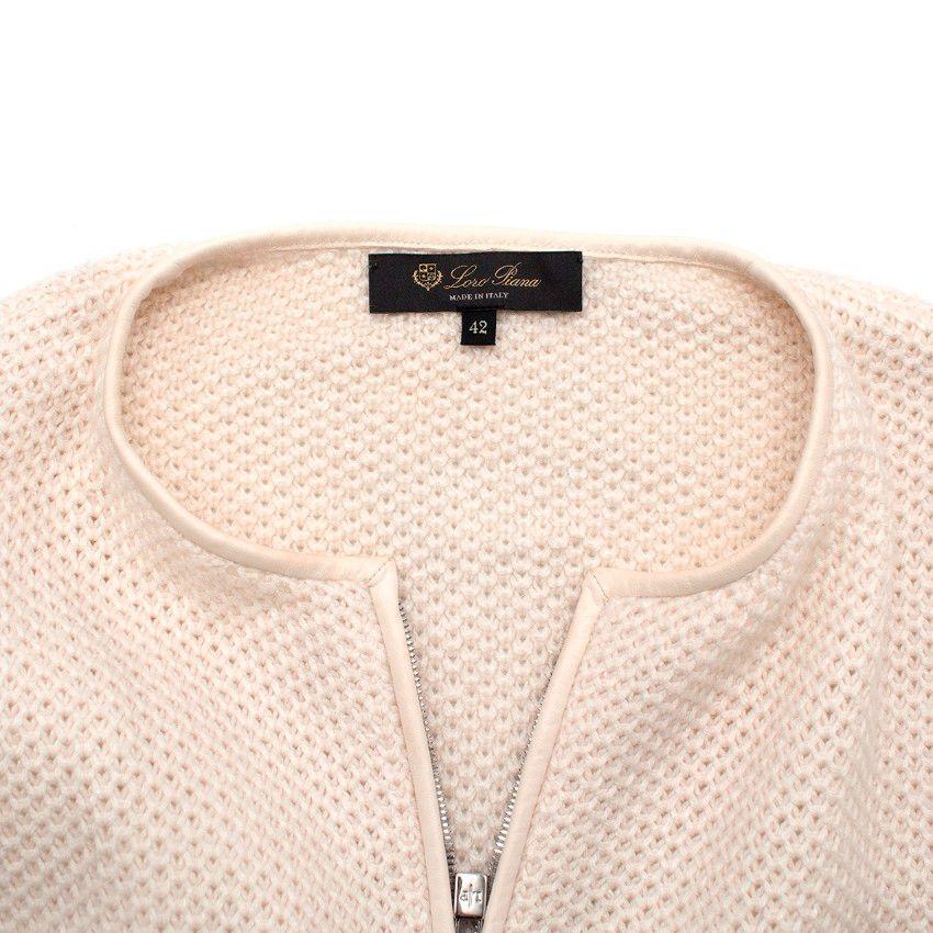 Loro Piana Ivory Knitted Cashmere Blend Zip-Up Cardigan