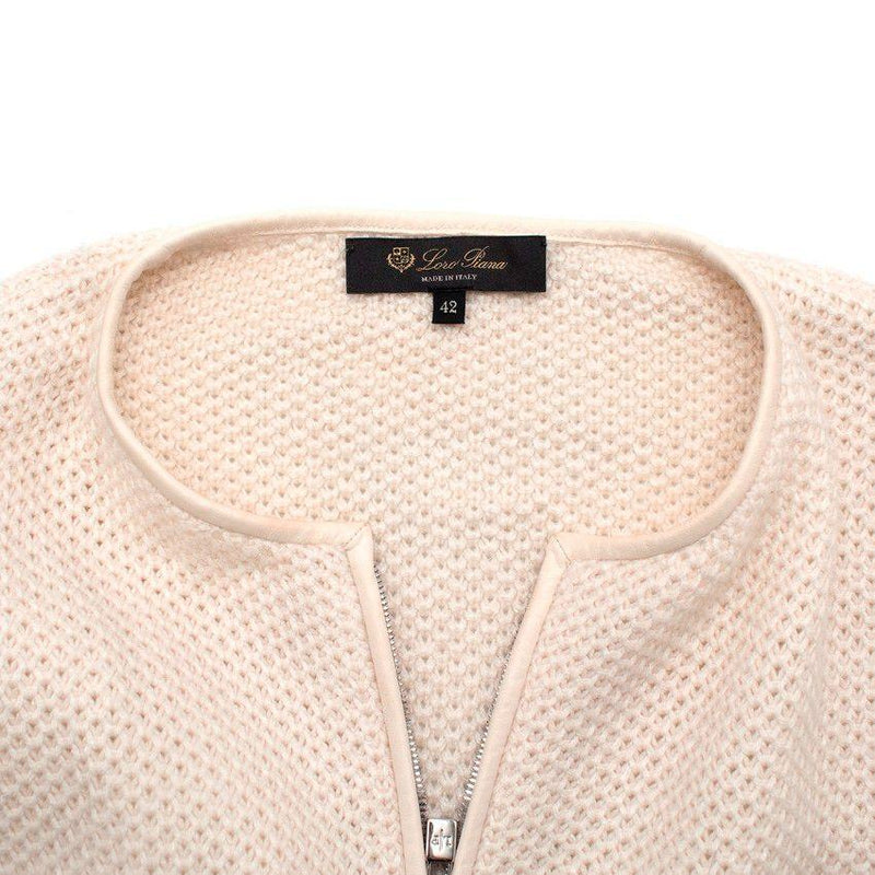 Loro Piana Ivory Knitted Cashmere Blend Zip-Up Cardigan