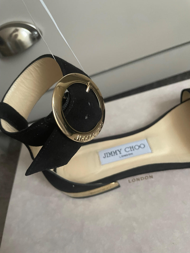 Jimmy Choo Black Suede Flat Sandals
