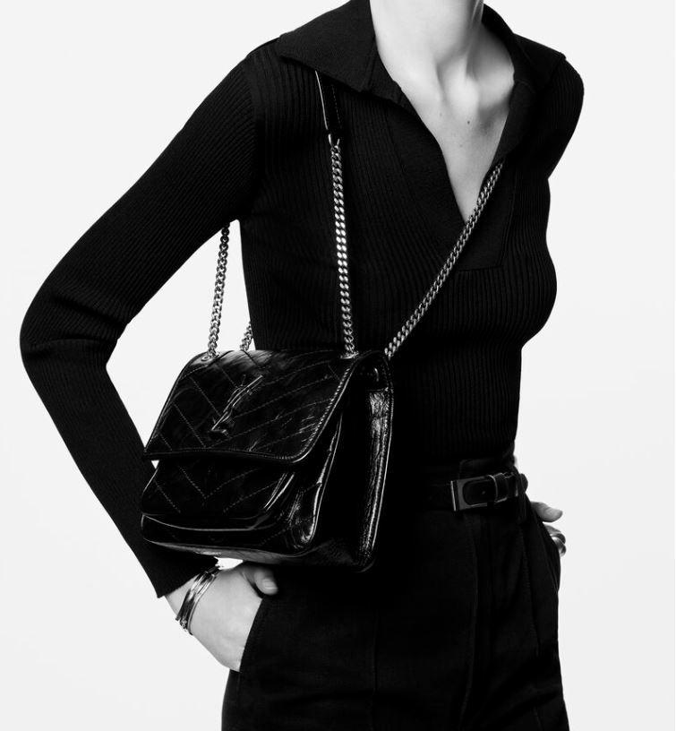 Saint Laurent Charcoal Grey Niki Crossbody Bag