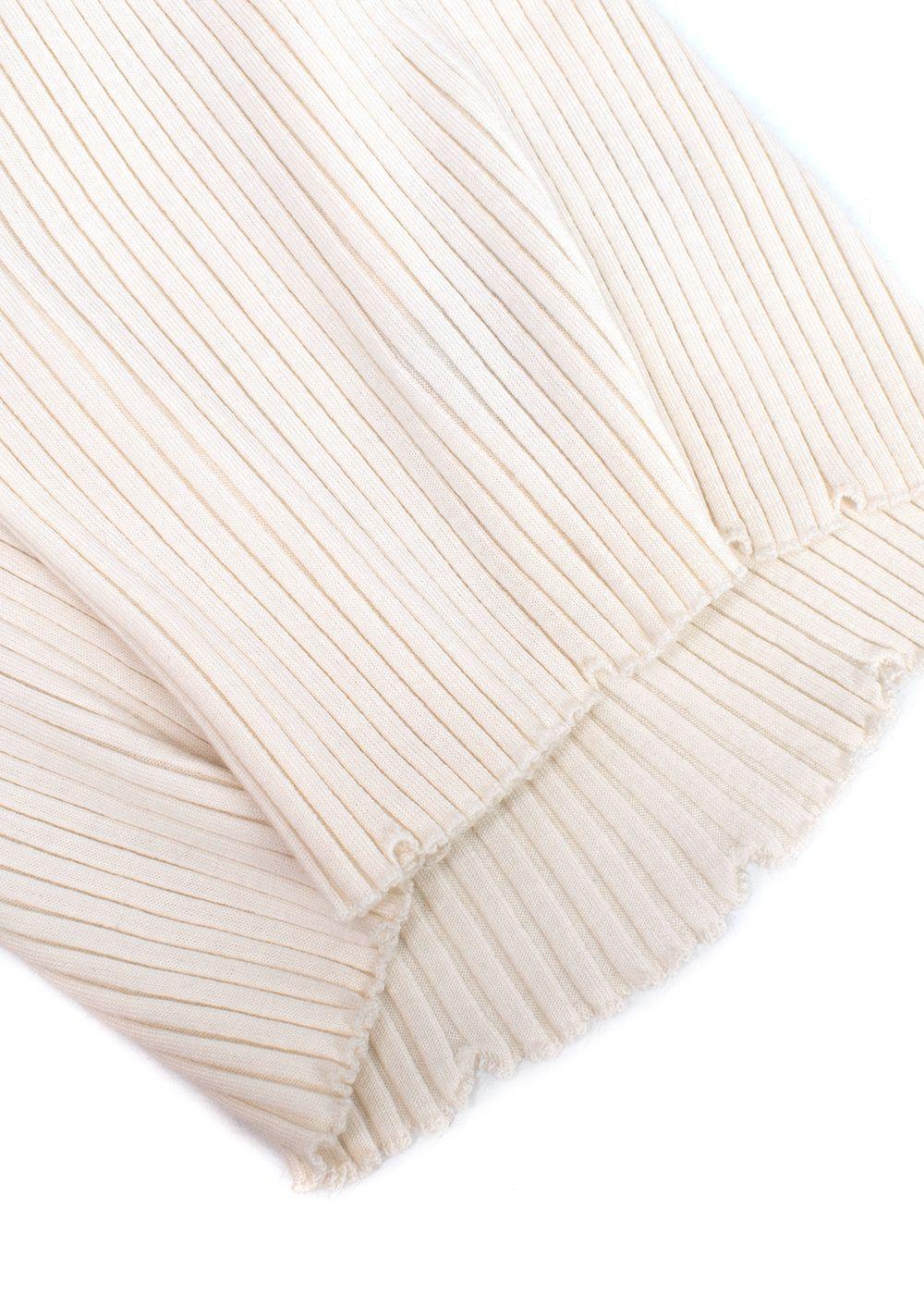 Bottega Veneta Ivory Long Sleeve Ribbed V-Neck Top