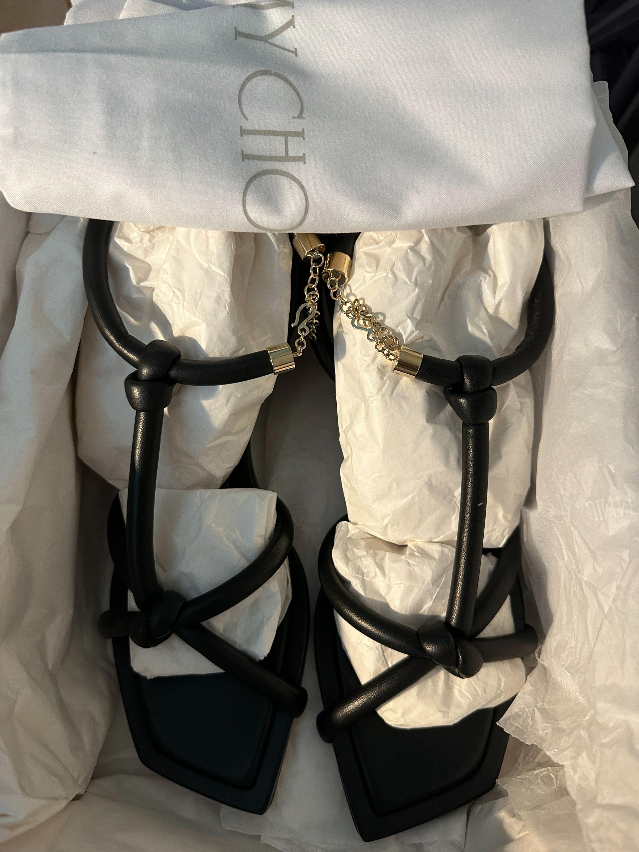 Jimmy Choo Black Fort 50 Knotted Sandals