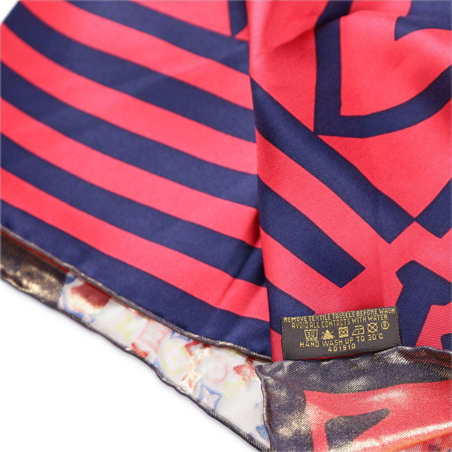 Louis Vuitton Red Printed Tresor Silk Square Scarf