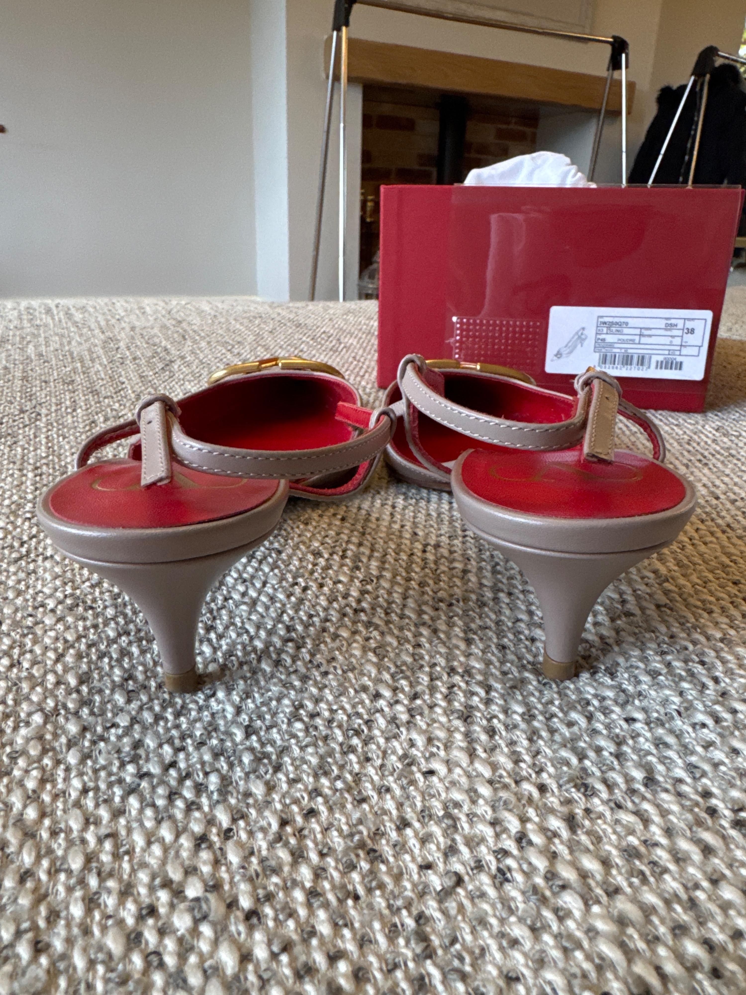 Valentino Beige Kitten Heel Sling Back Pumps