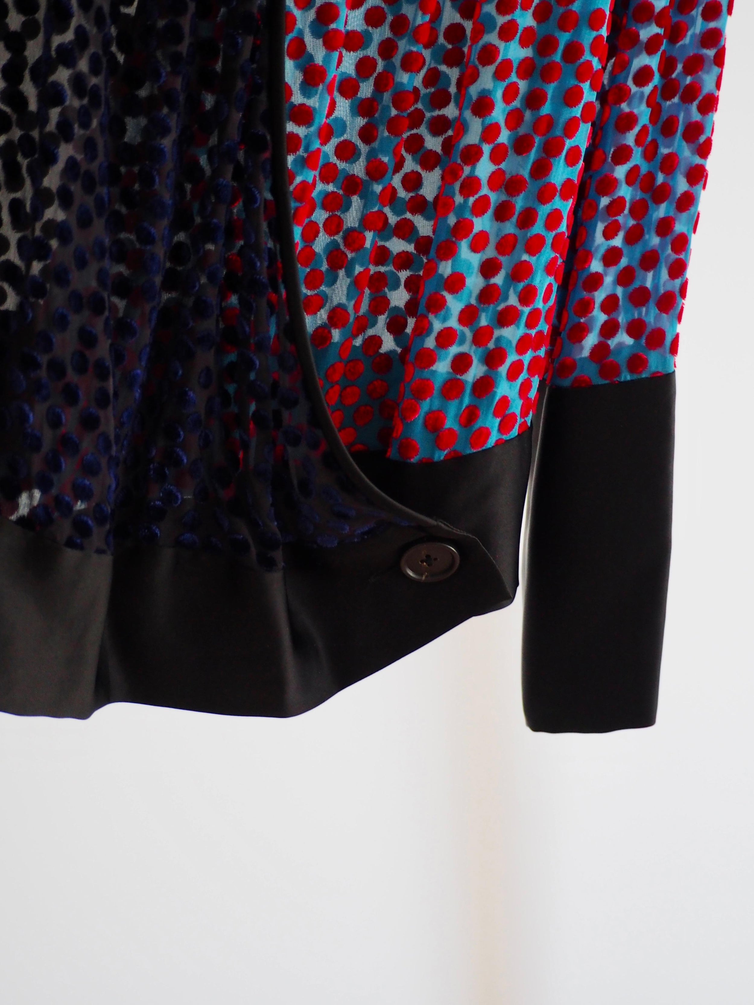 Multicolour Polka Dot Devore Velvet Blouse