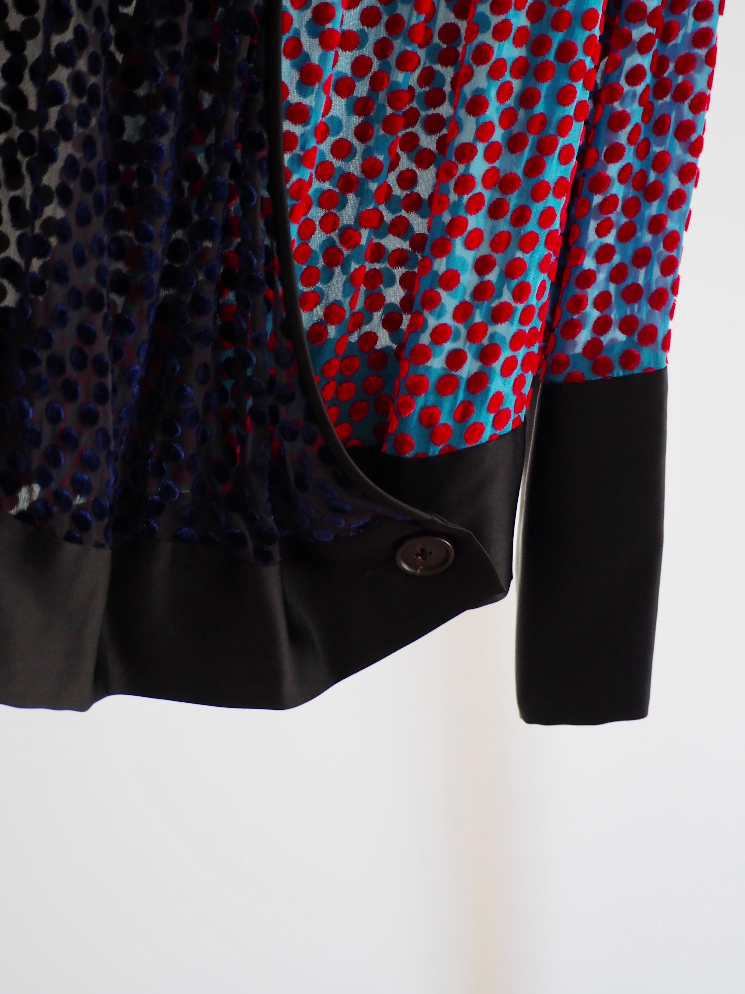 Multicolour Polka Dot Devore Velvet Blouse