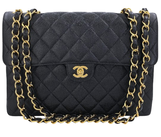 Chanel Black Vintage Caviar Leather Jumbo Flap Bag