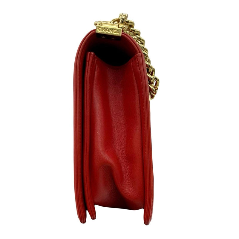 Chanel Red Textured Medium Boy Bag